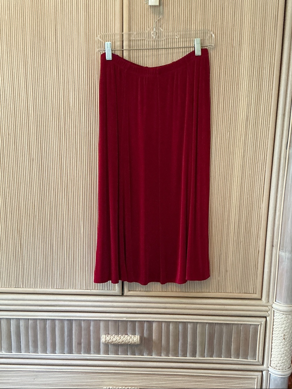 Chico's Deep Red Velvet Midi Skirt